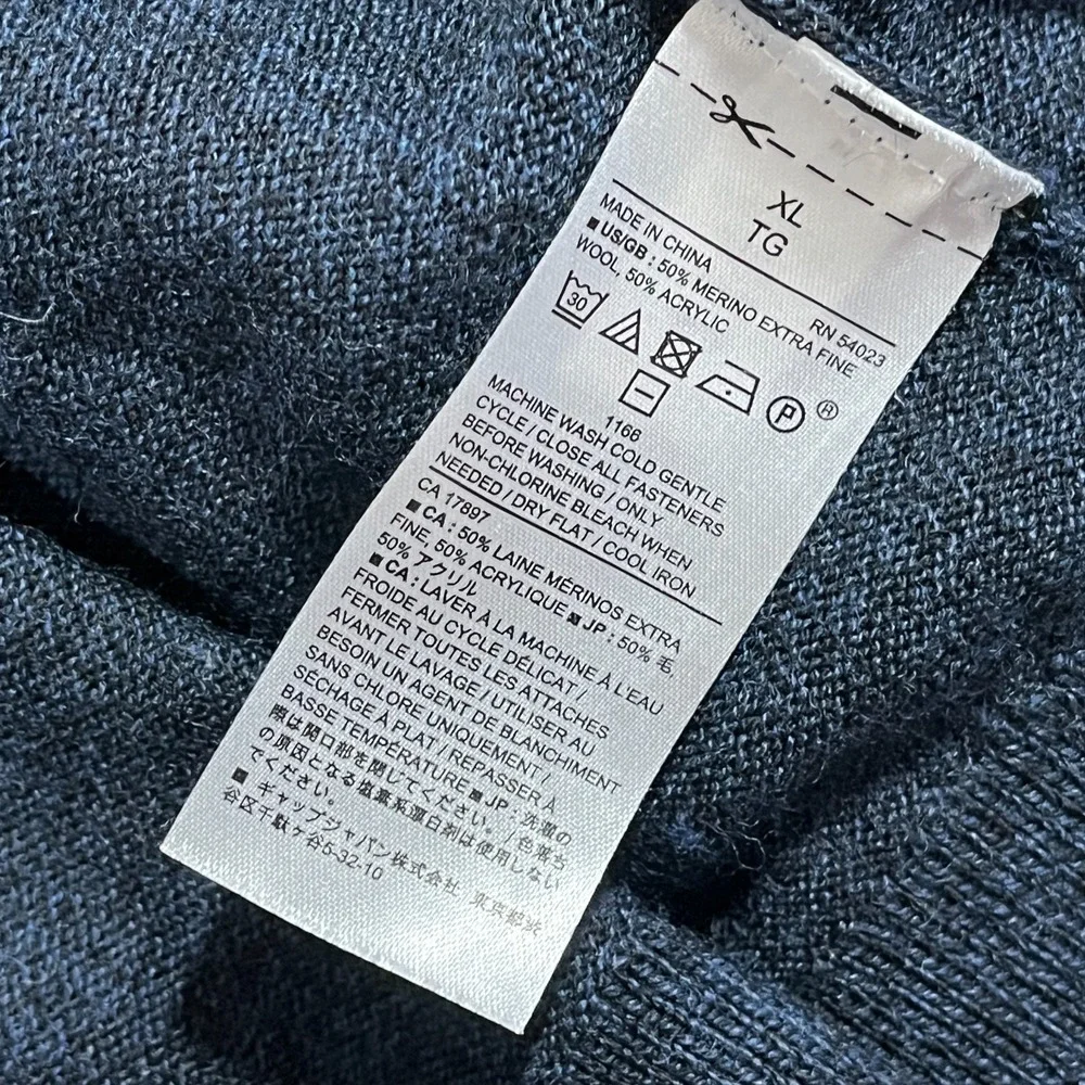 Banana Republic Mens Merino Wool Blend‎ Full Zip Cardigan Sweater XL Preppy